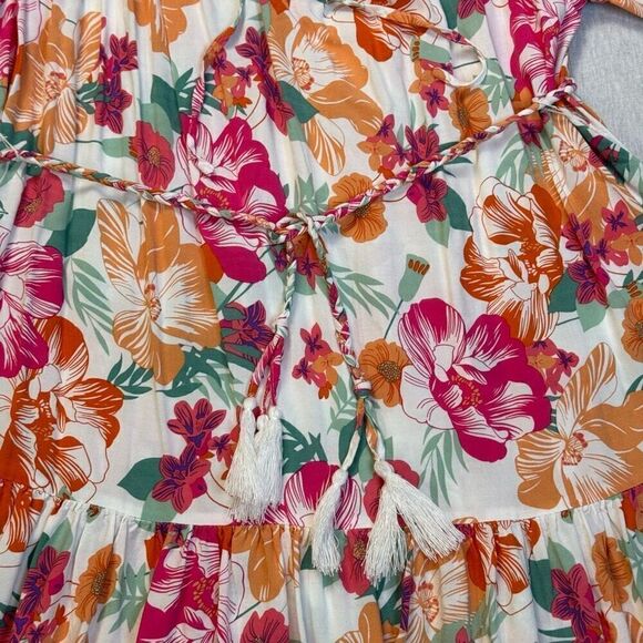 Rachel Zoe Women’s Tropical Floral White Dress Sz L - Picture 5 of 10